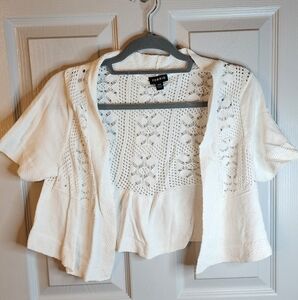 Torrid Women's White Cropped Cardigan Shrug Sweater